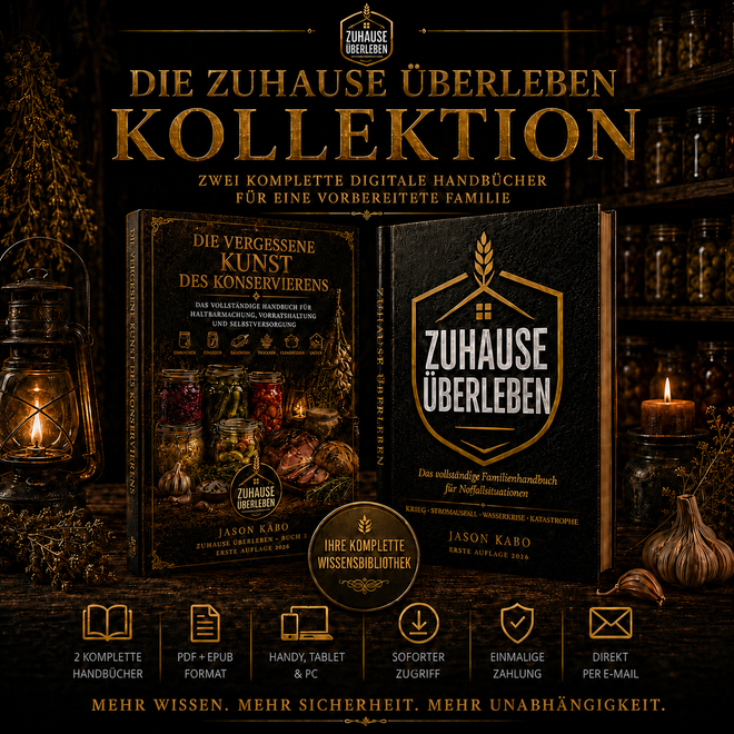 Cover: Die Zuhause Überleben Kollektion – zwei digitale Handbücher für Notfallvorsorge und Selbstversorgung